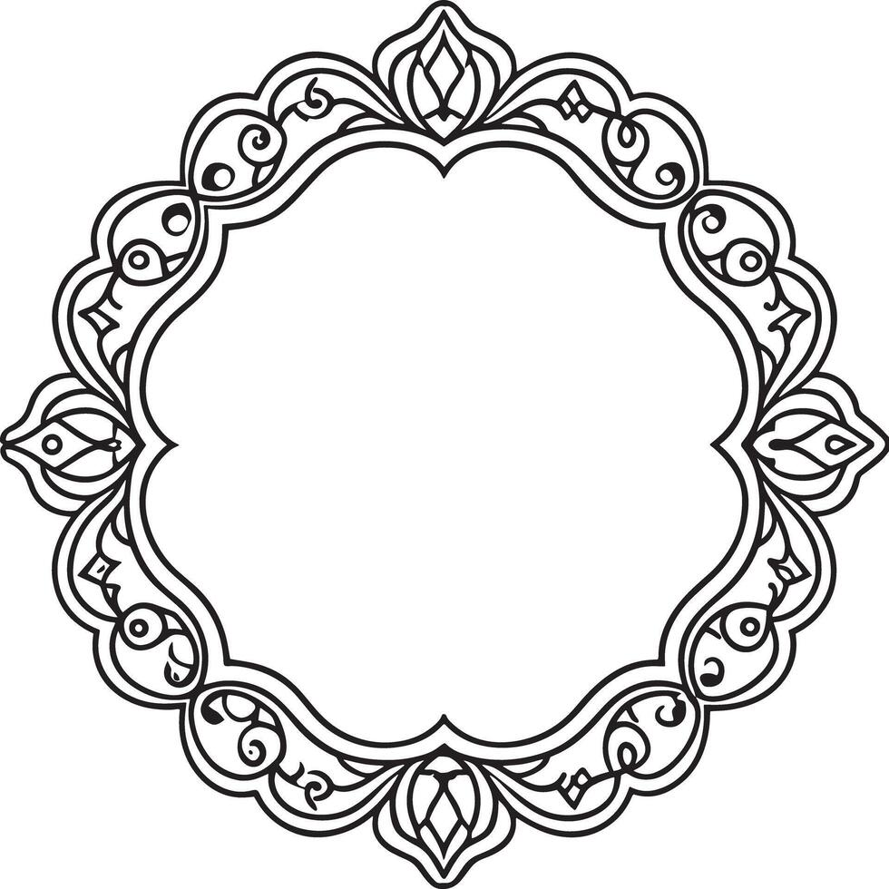 frame with floral ornament illustration black and white vector