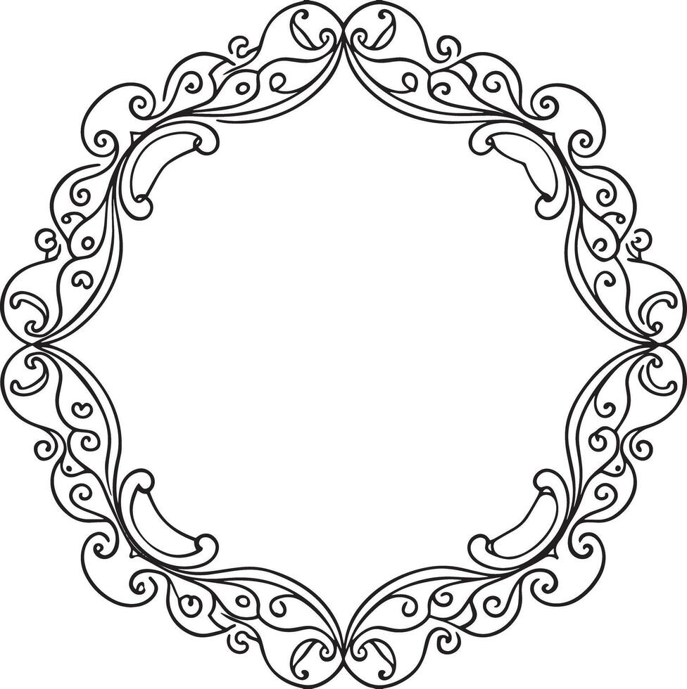 frame with floral ornament illustration black and white vector