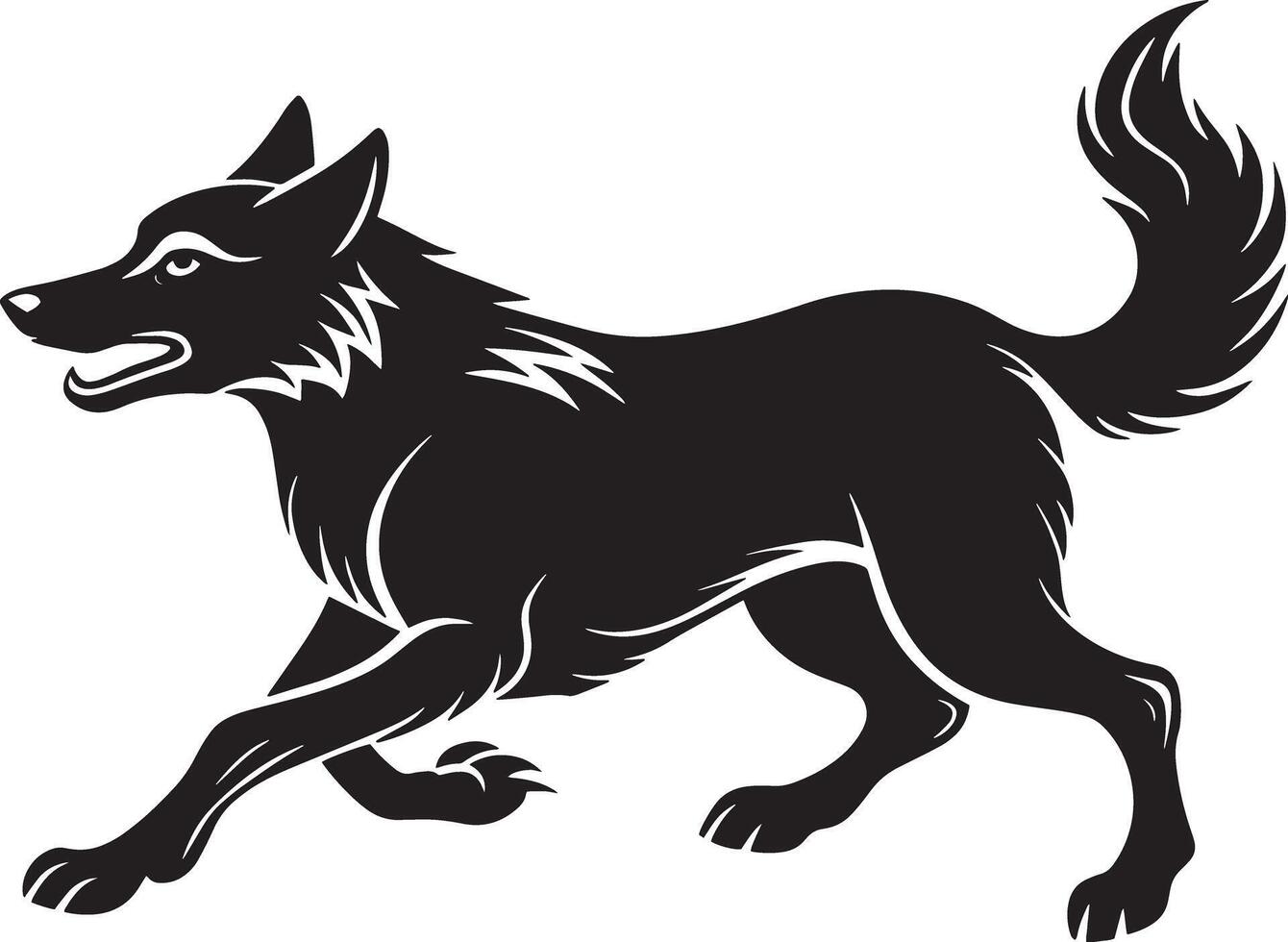black and white running dog illustration design vector