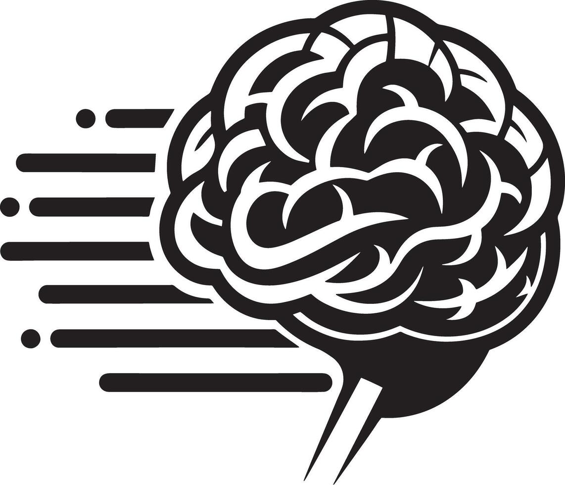 brain logo icon illustration black and white vector