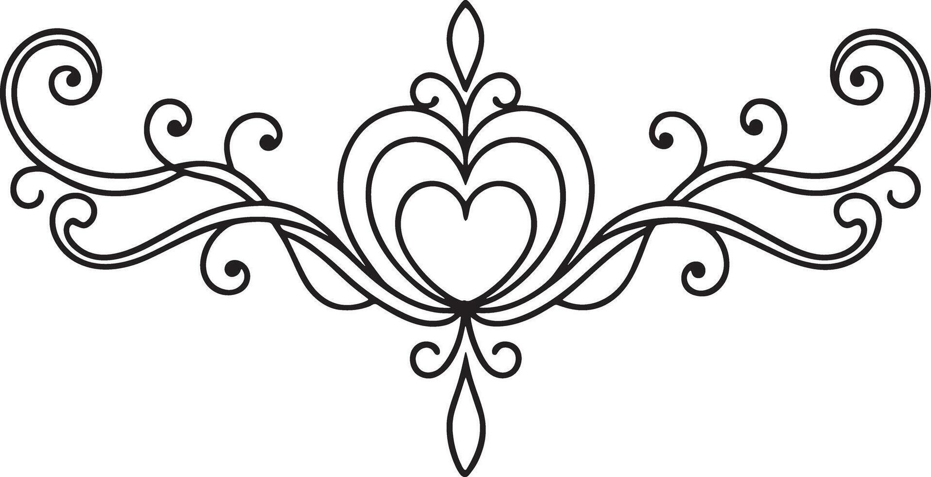 decorative abstract floral ornament illustration black and white vector