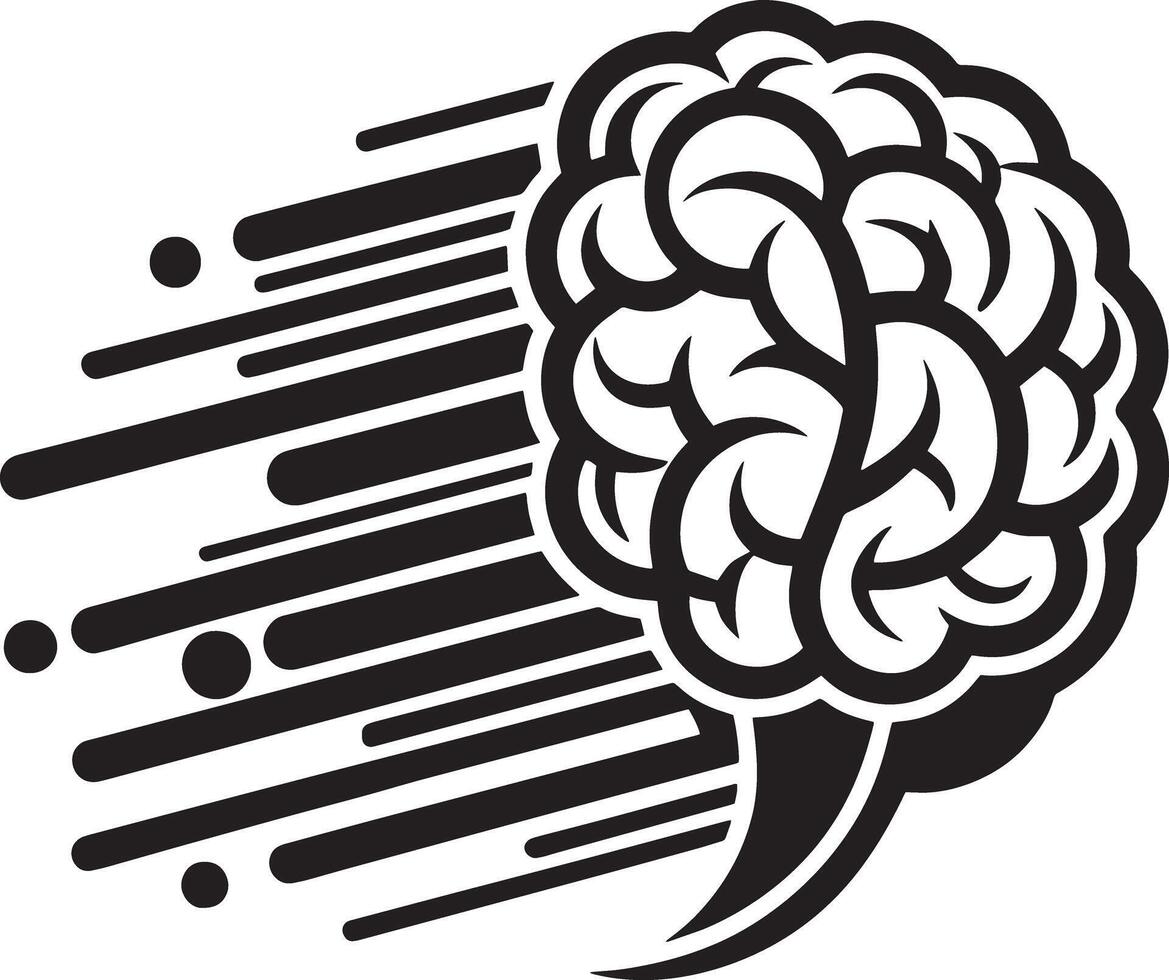 brain logo icon illustration black and white vector