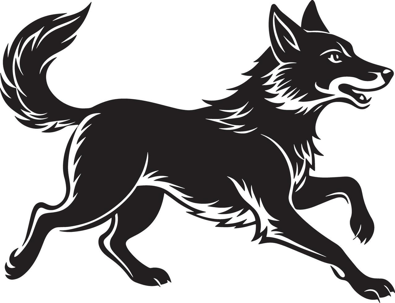 black and white running dog illustration design vector