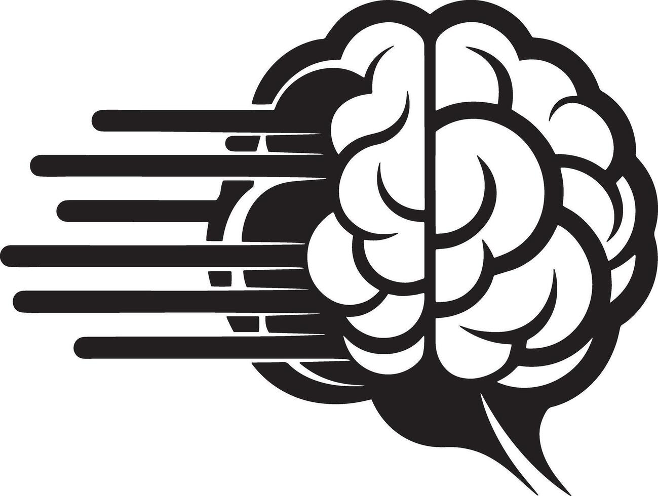Brain Logo silhouette illustration black and white vector