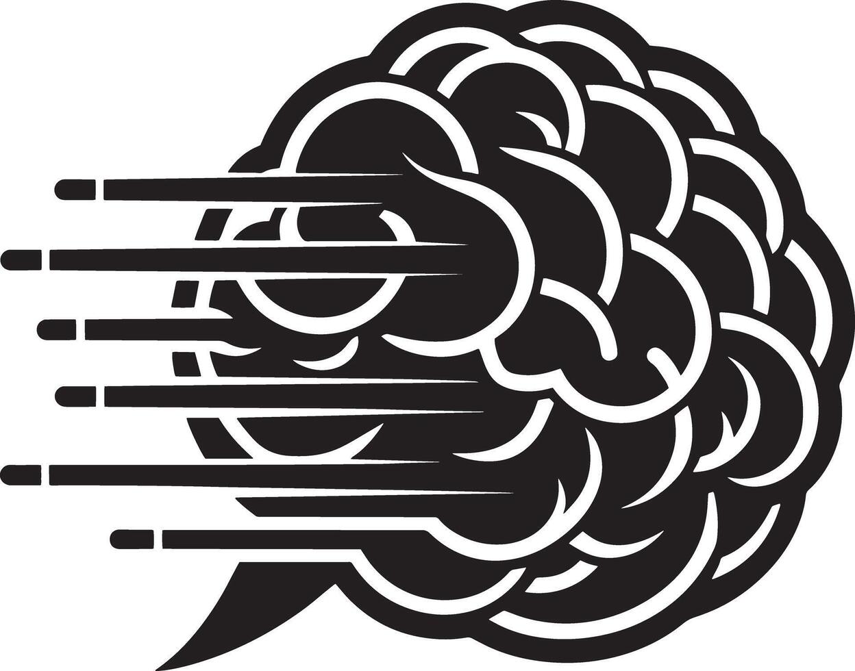 brain logo icon illustration black and white vector