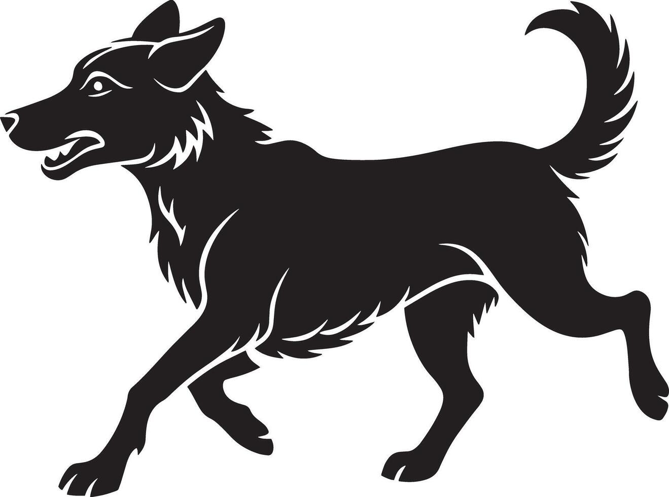 black and white running dog illustration design vector
