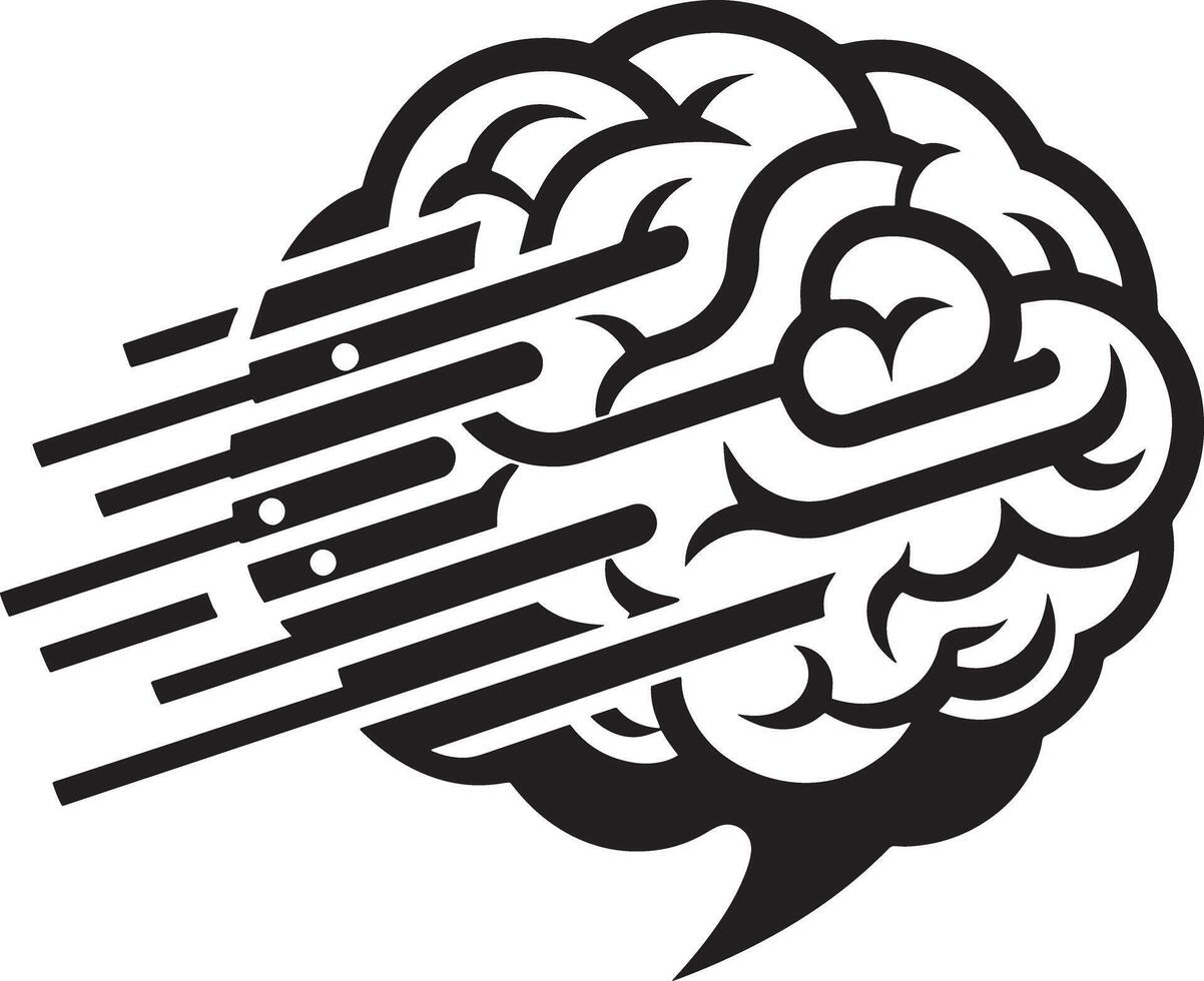 brain logo icon illustration black and white vector