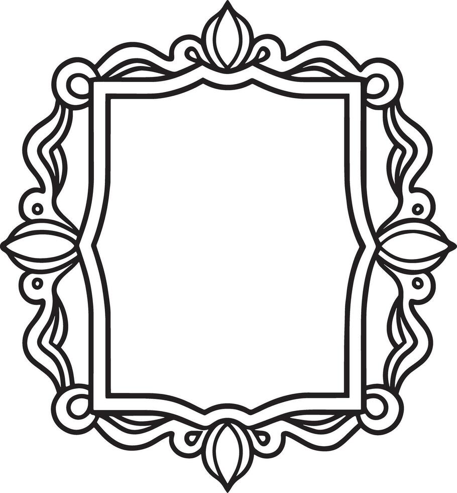 decorative frame with ornament illustration black and white vector