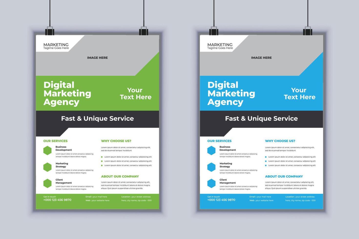 Digital marketing agency corporate business flyer design template vector
