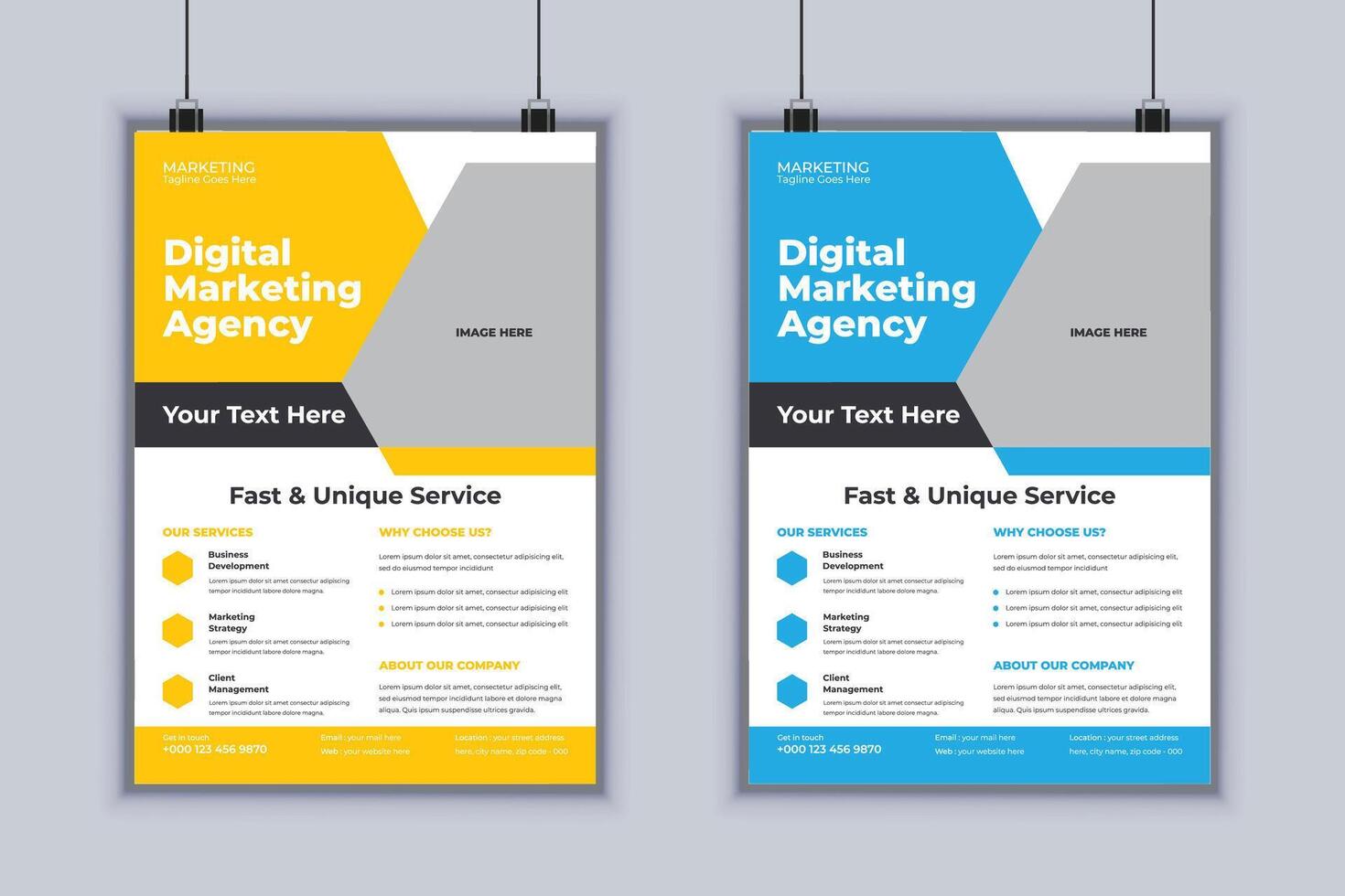 Digital marketing agency corporate business flyer design template vector