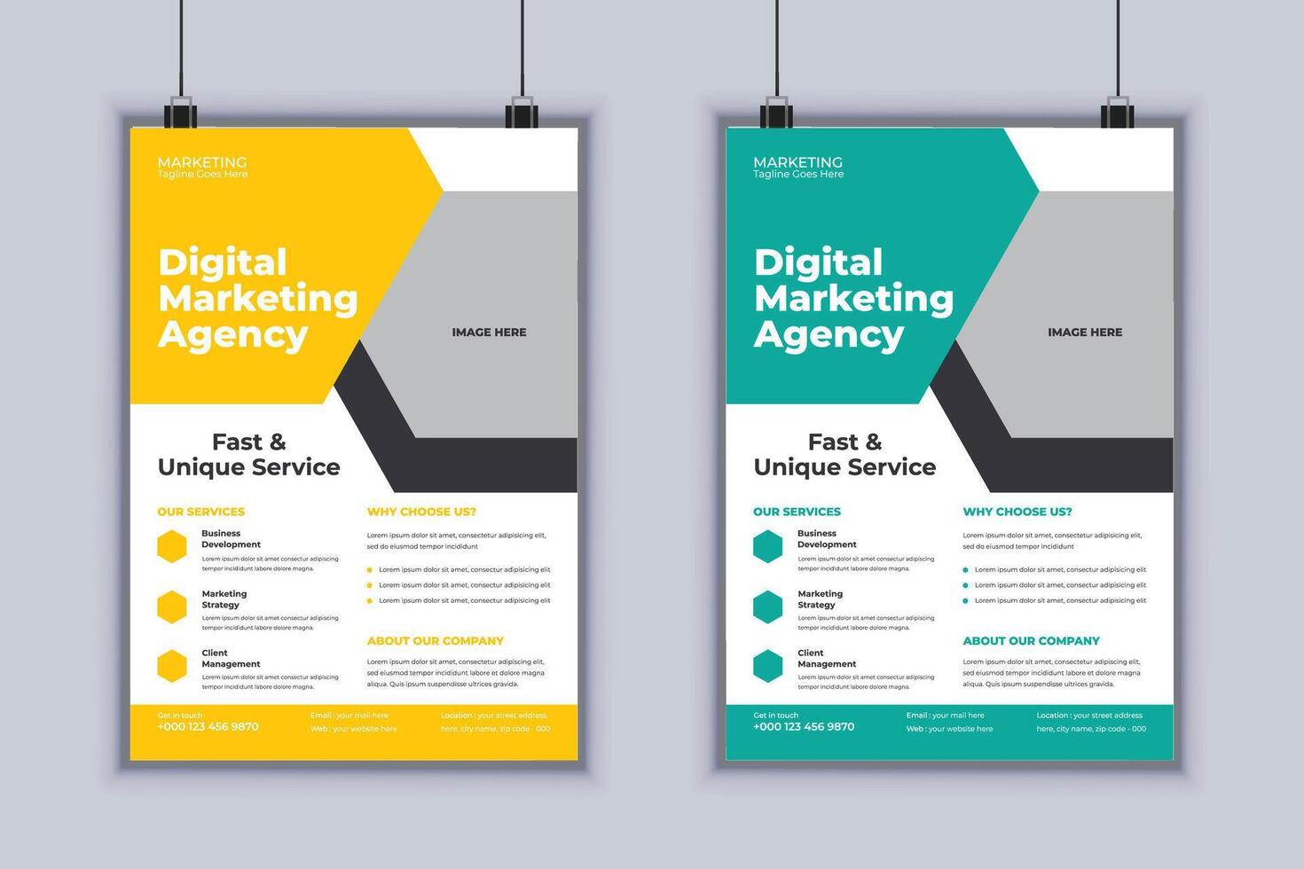 Digital marketing agency corporate business flyer design template vector