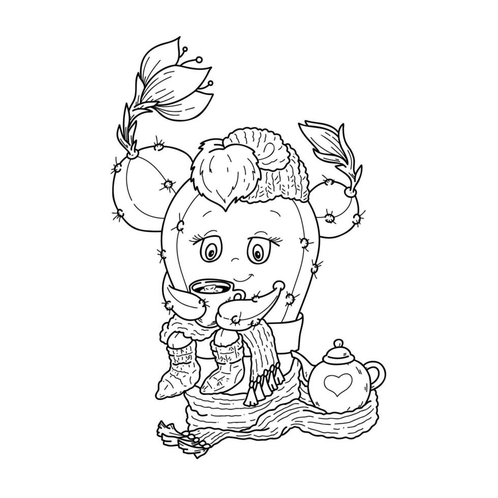 illustration of flowers and leaves in doodle handdraw style. vector