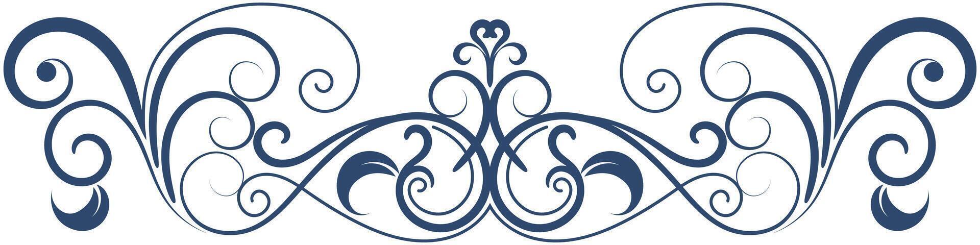 vintage quilling flower design Classic pattern, blue, dark navy abstract on a white background. vector