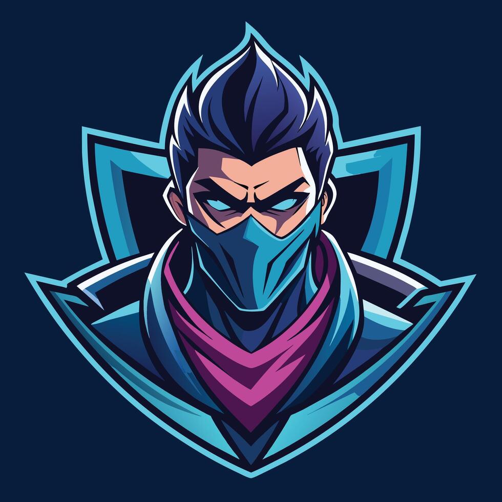 Angry Masked Gamer Esports Logo vector
