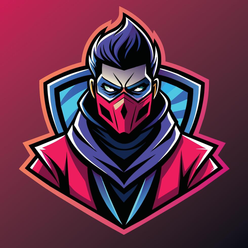 Angry Masked Gamer Esports Logo vector