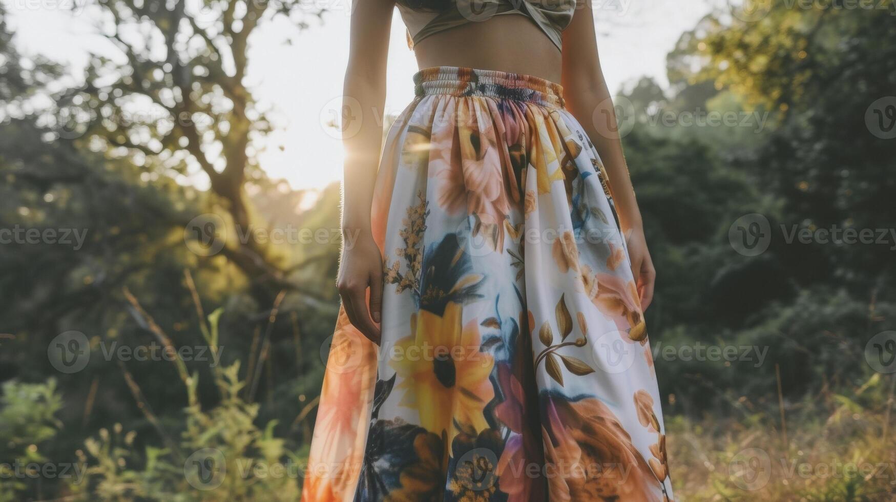 A flowy 3D printed skirt with a personalized pattern of the wearers favorite flower. This whimsical look is perfect for a day of exploring a charming quaint town photo