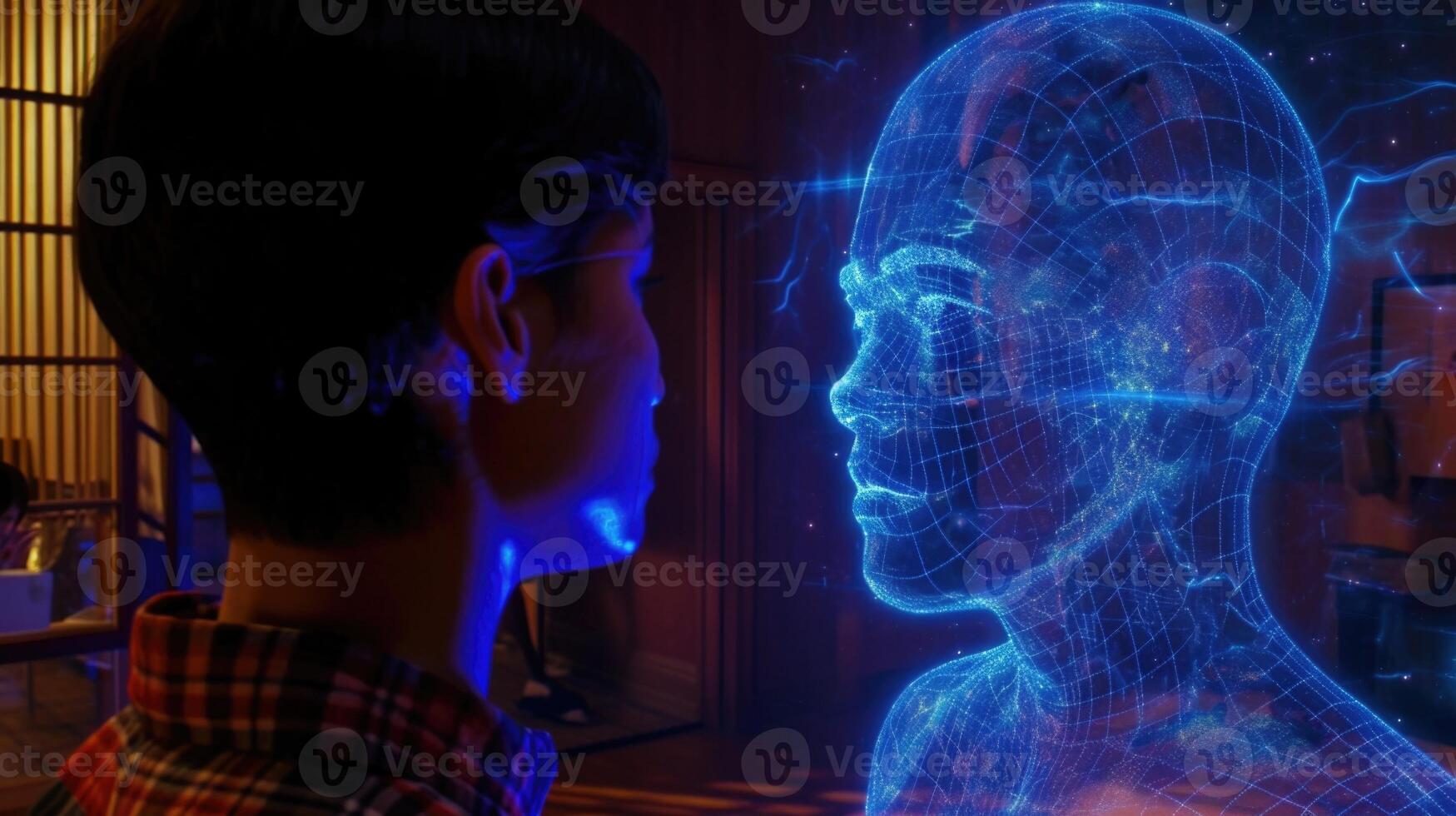As you discuss your fears and doubts with a holographic counselor a soothing visualization of your inner thoughts appears helping yo photo