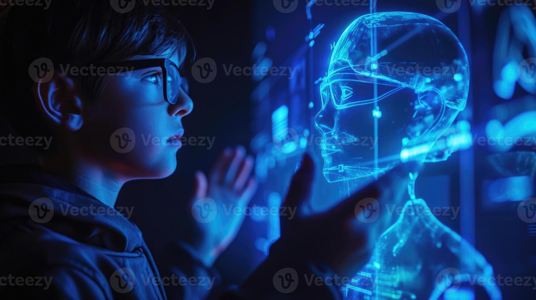 A language learning cl utilizes holographic technology to transport students to different countries and practice conversing with nativ photo