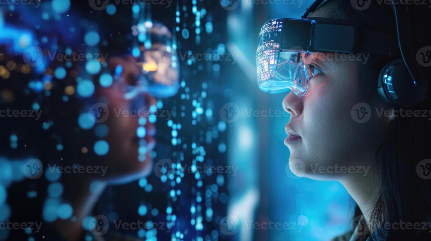 A holographic language exchange program connecting learners with native speakers from around the world in a virtual conversation photo