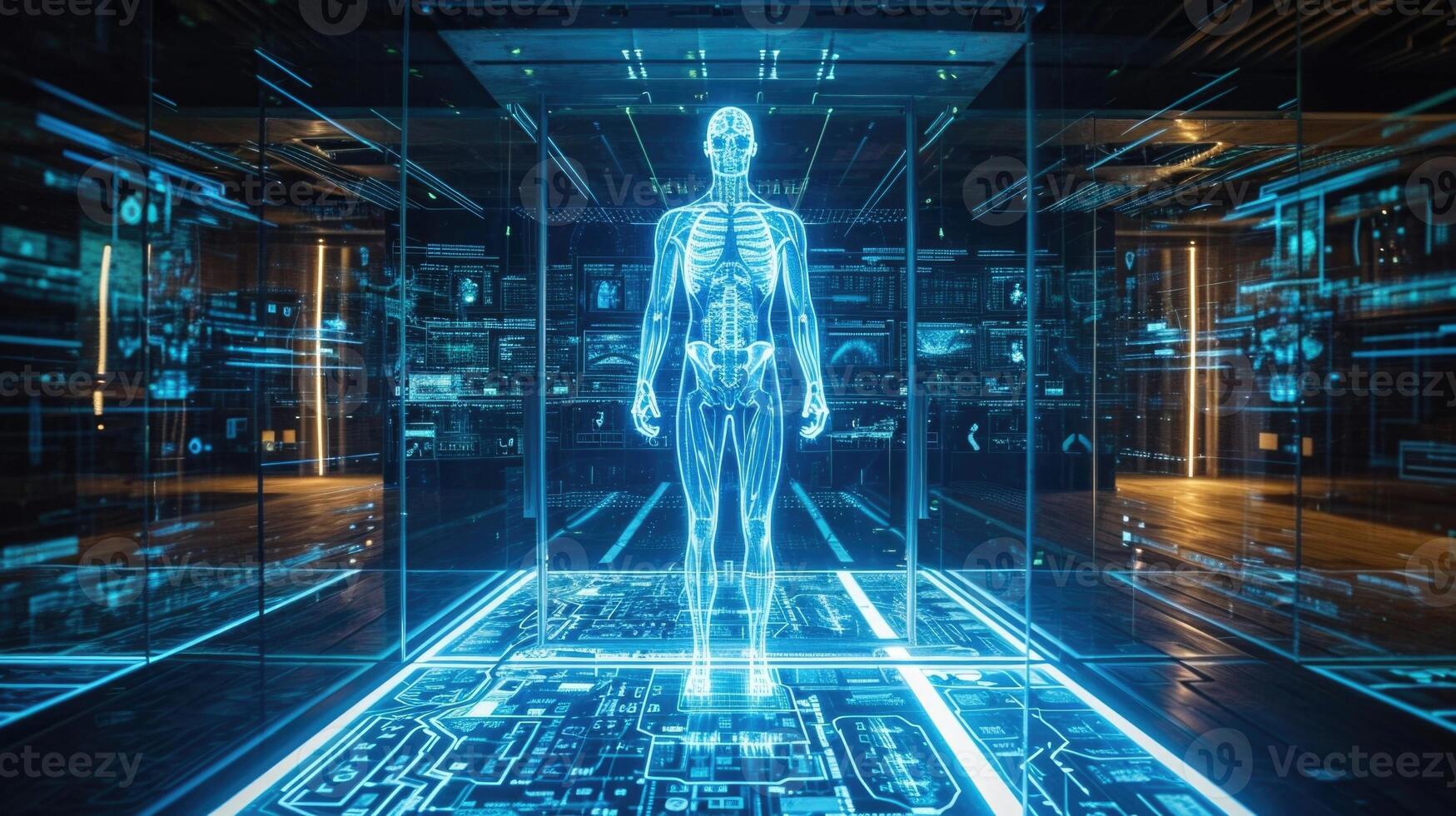 A holographic model of a human body complete with functioning and systems providing an interactive platform for medical research an photo