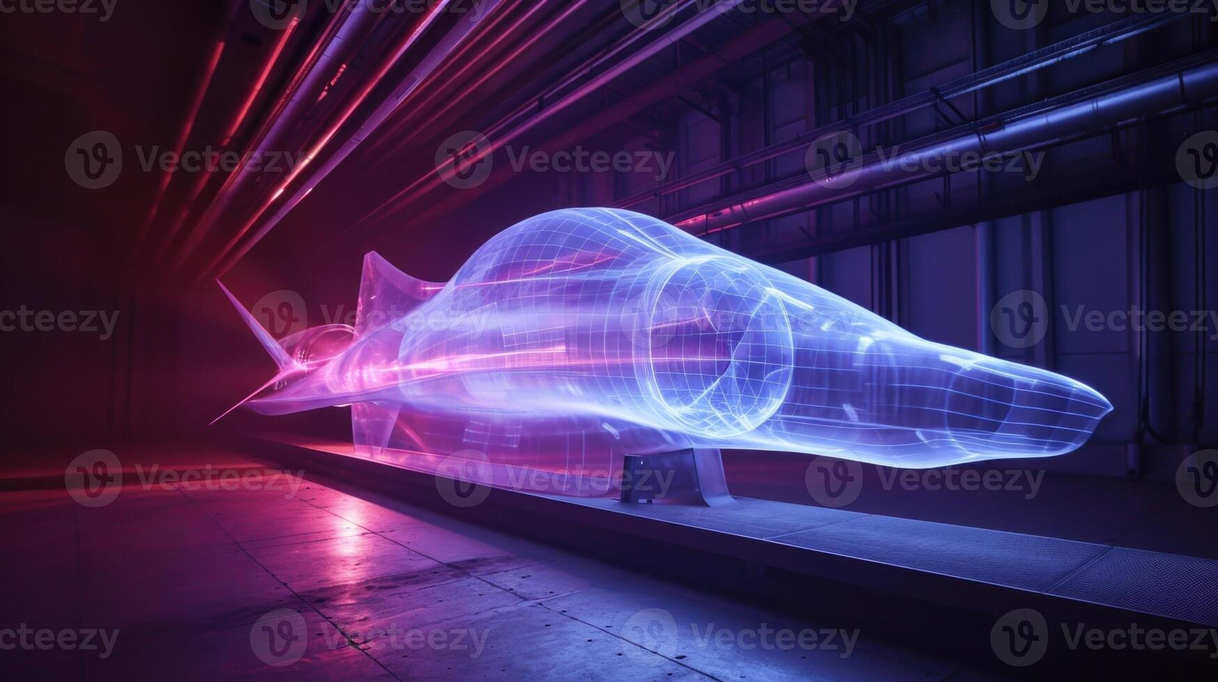 A holographic wind tunnel simulation allowing designers to see the aerodynamic performance of their designs in realtime and make necessar photo
