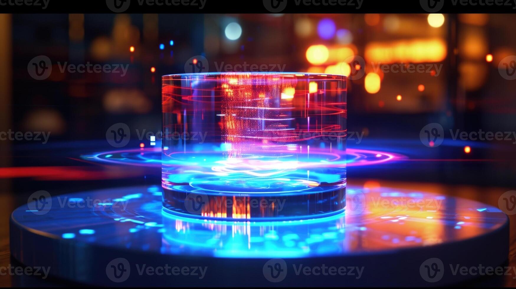 The temperature and humidity levels are displayed in realtime through changing colors on a rotating threedimensional hologram photo