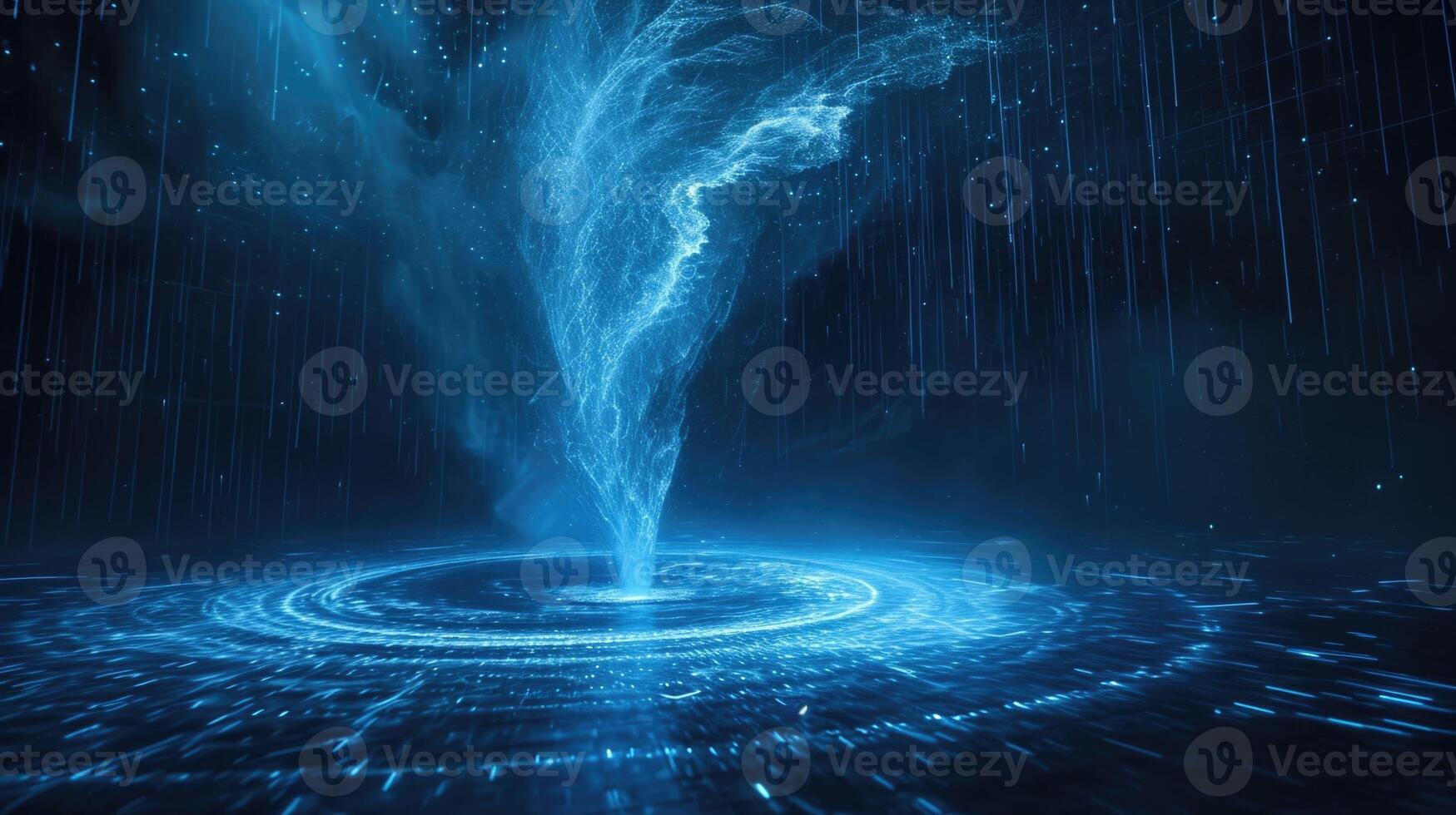 A holographic tornado forms in the center of the stage giving viewers a visual representation of its path and potential impact photo
