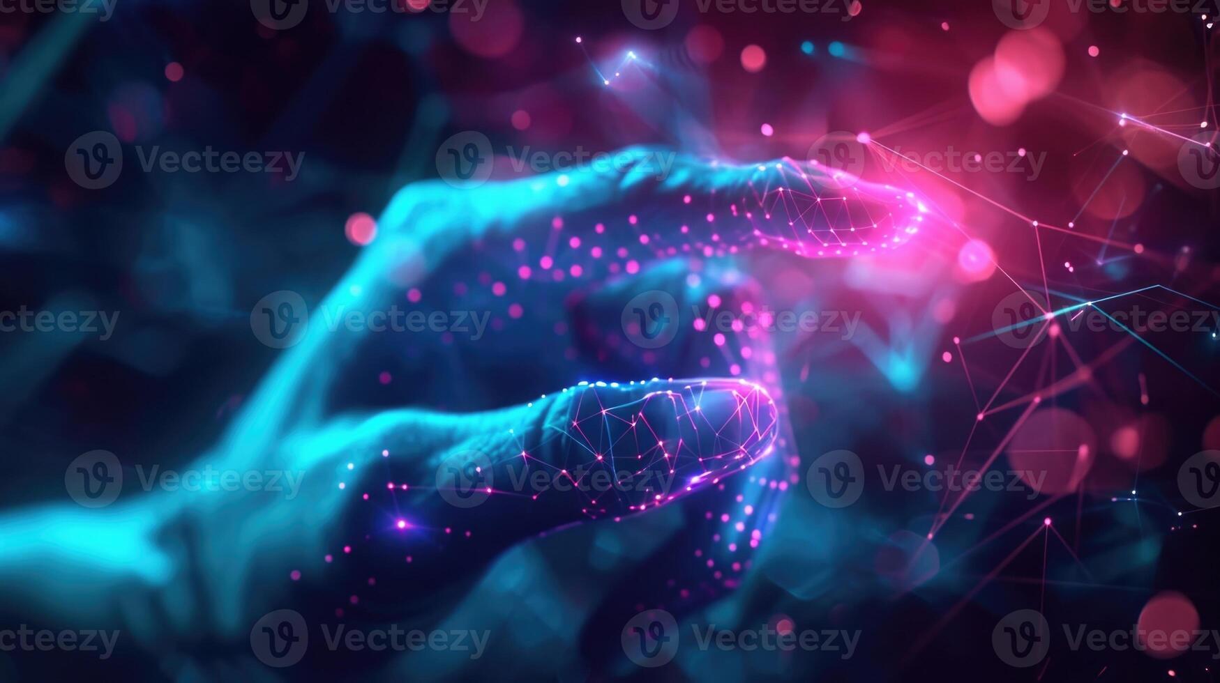 A holographic image of a person swiping a finger representing the ease and efficiency of conducting banking transactions through simpl photo