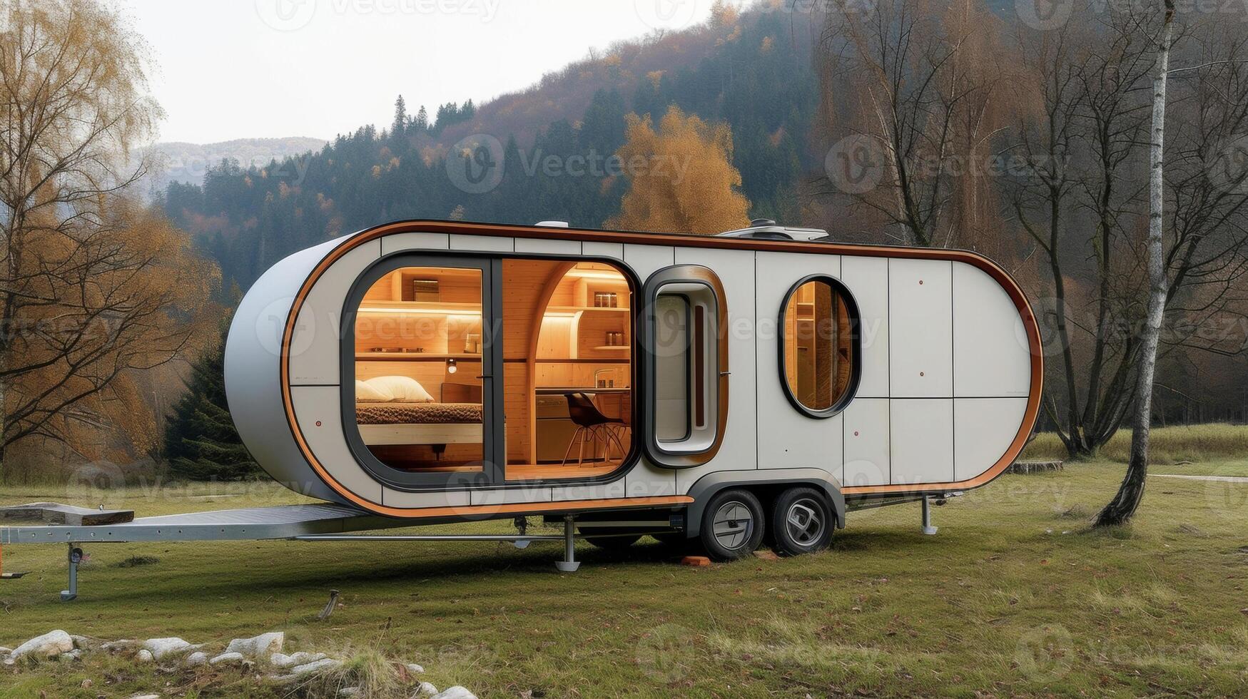 Escape the confines of traditional living and embrace a nomadic lifestyle with this cleverly designed towable house photo