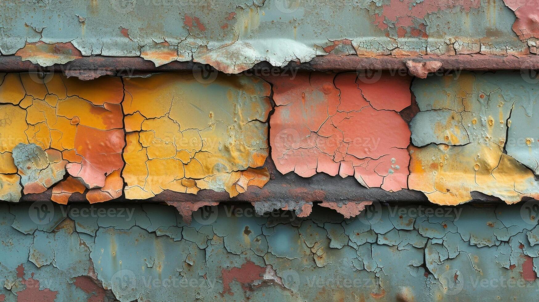 Closeup of peeling paint and rusted metal a physical representation of the need to persevere and evolve to survive in a changing world photo