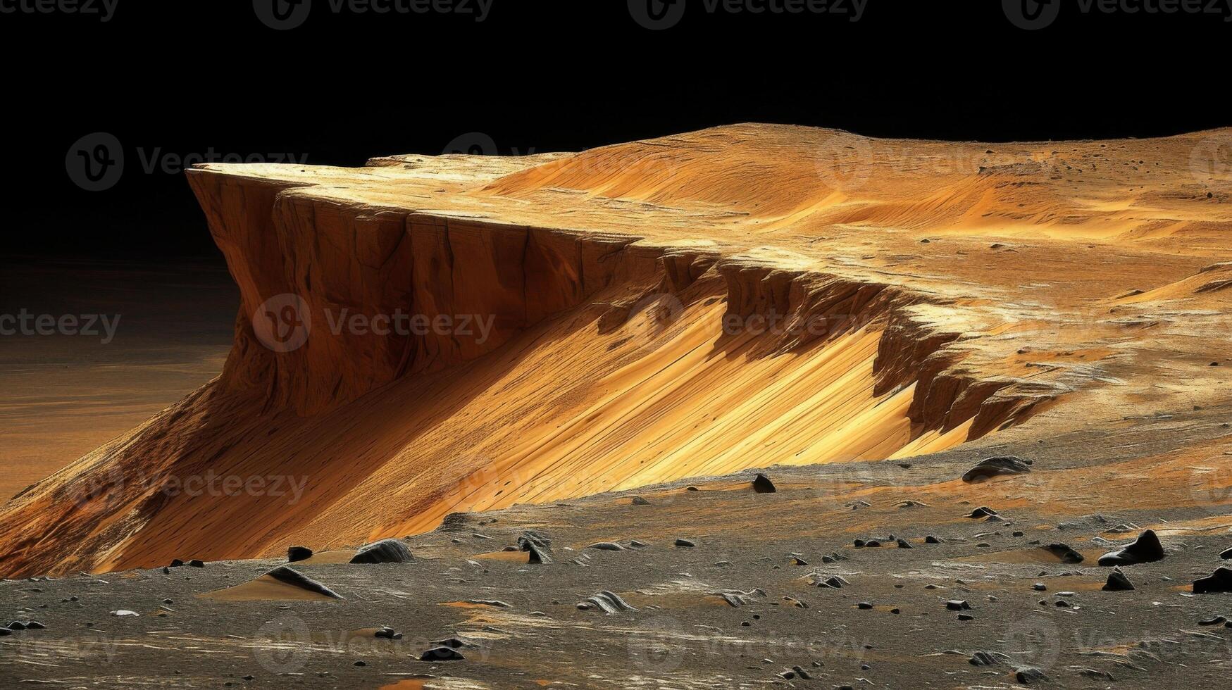 Closeup of the contrast between smooth curved surfaces and sharp dune peaks in the textured landscape photo