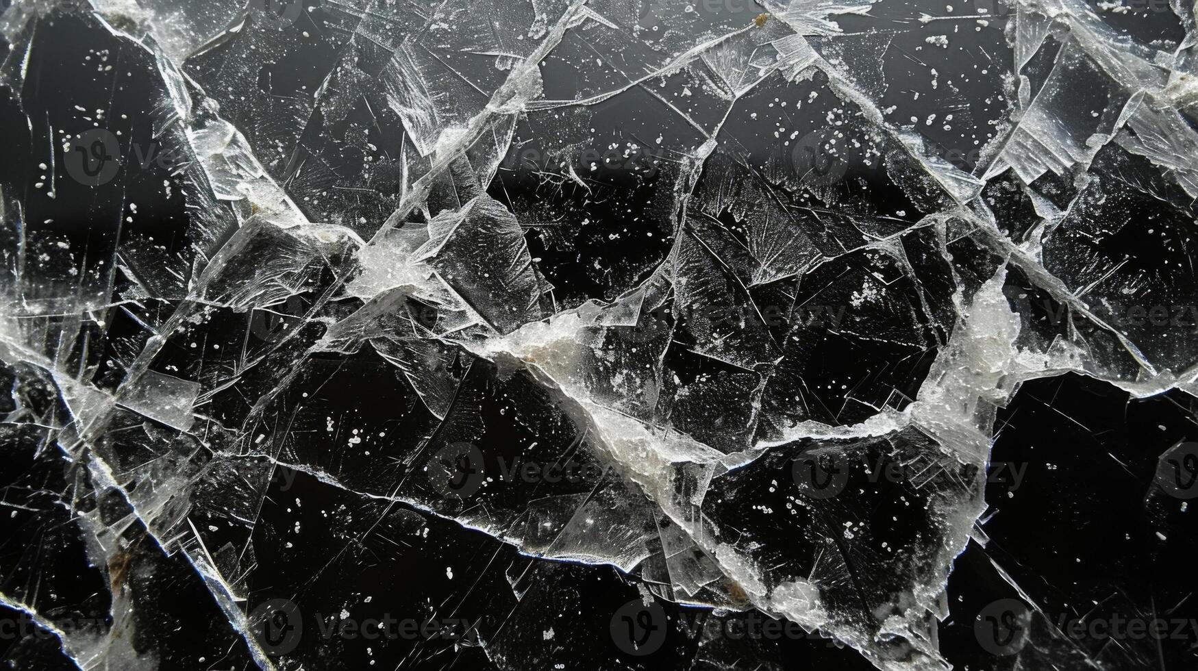 Texture of cracked ice resembling a frozen spider web with intricate patterns and lines photo