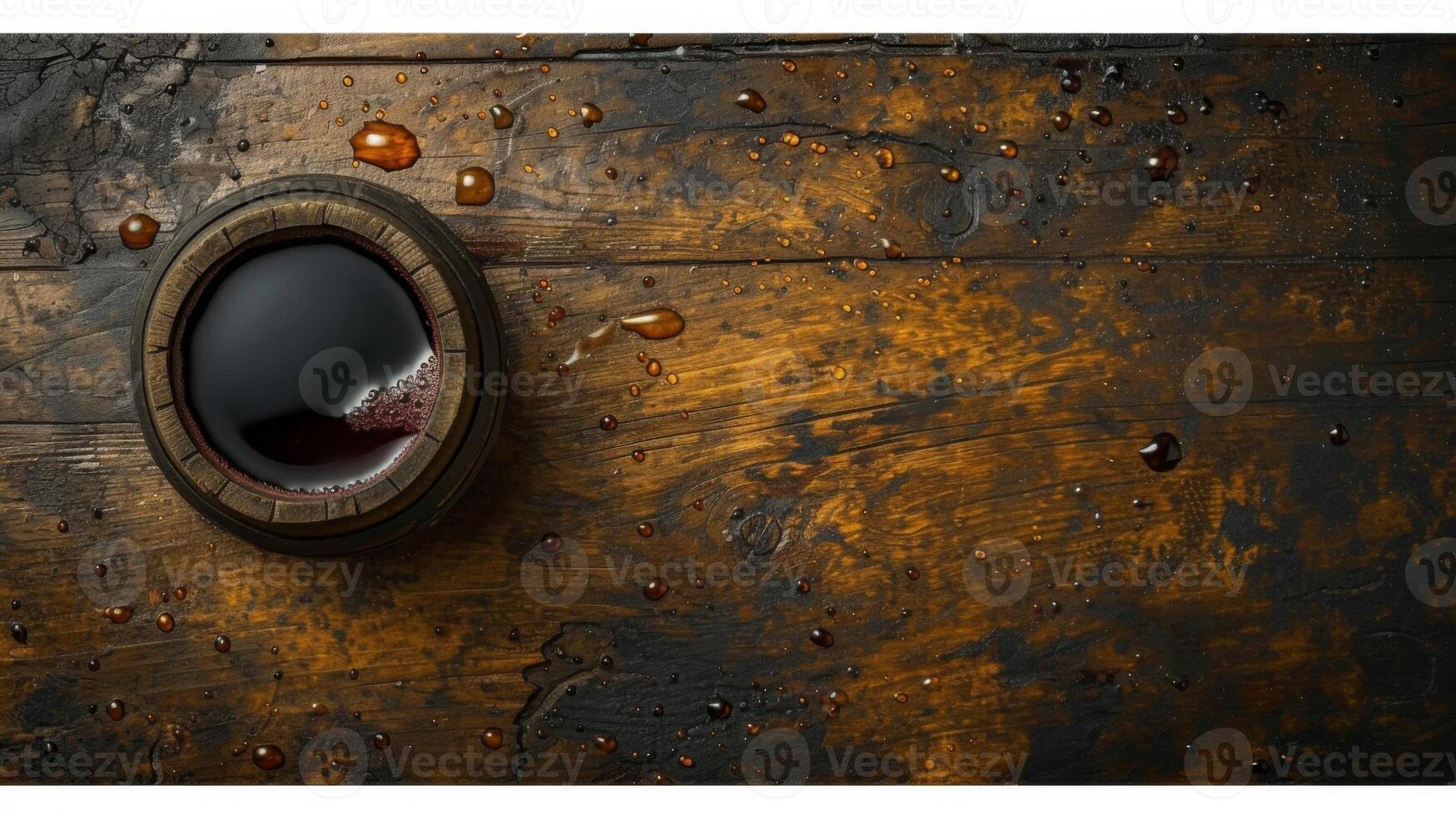 Texture of a wine stain on a wooden table showcasing the deep color and rich texture of a wellaged red wine photo