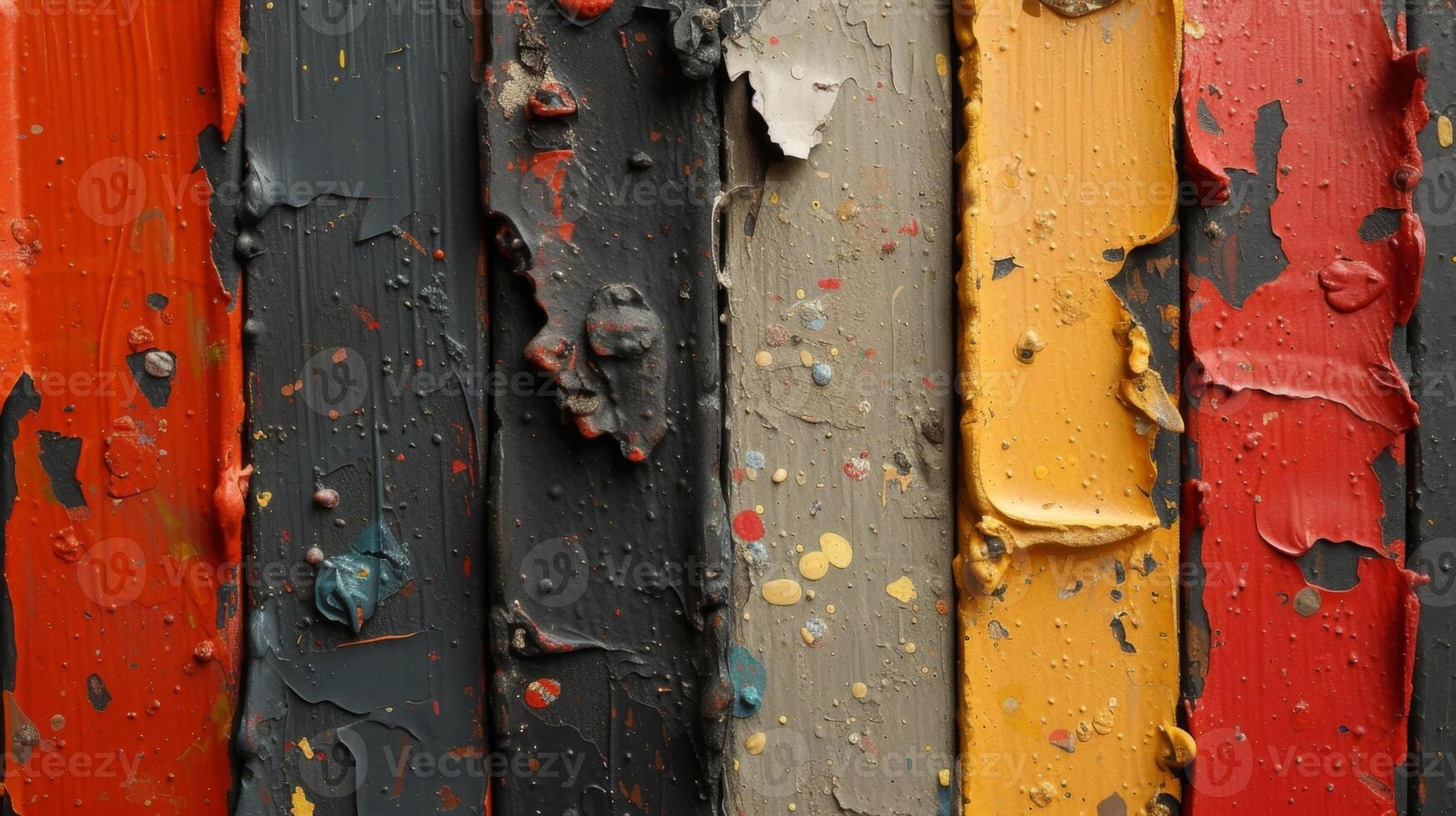 Detailed view of dried paint displaying a rough and grainy texture with subtle variations in color photo