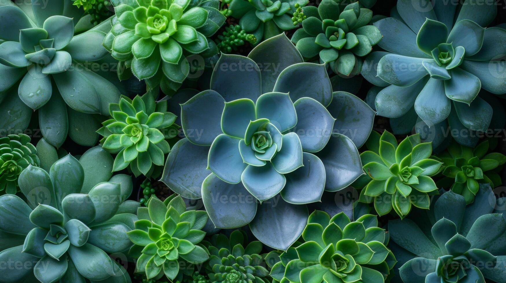 Texture of a succulent plant with plump smooth leaves arranged in a geometric pattern photo
