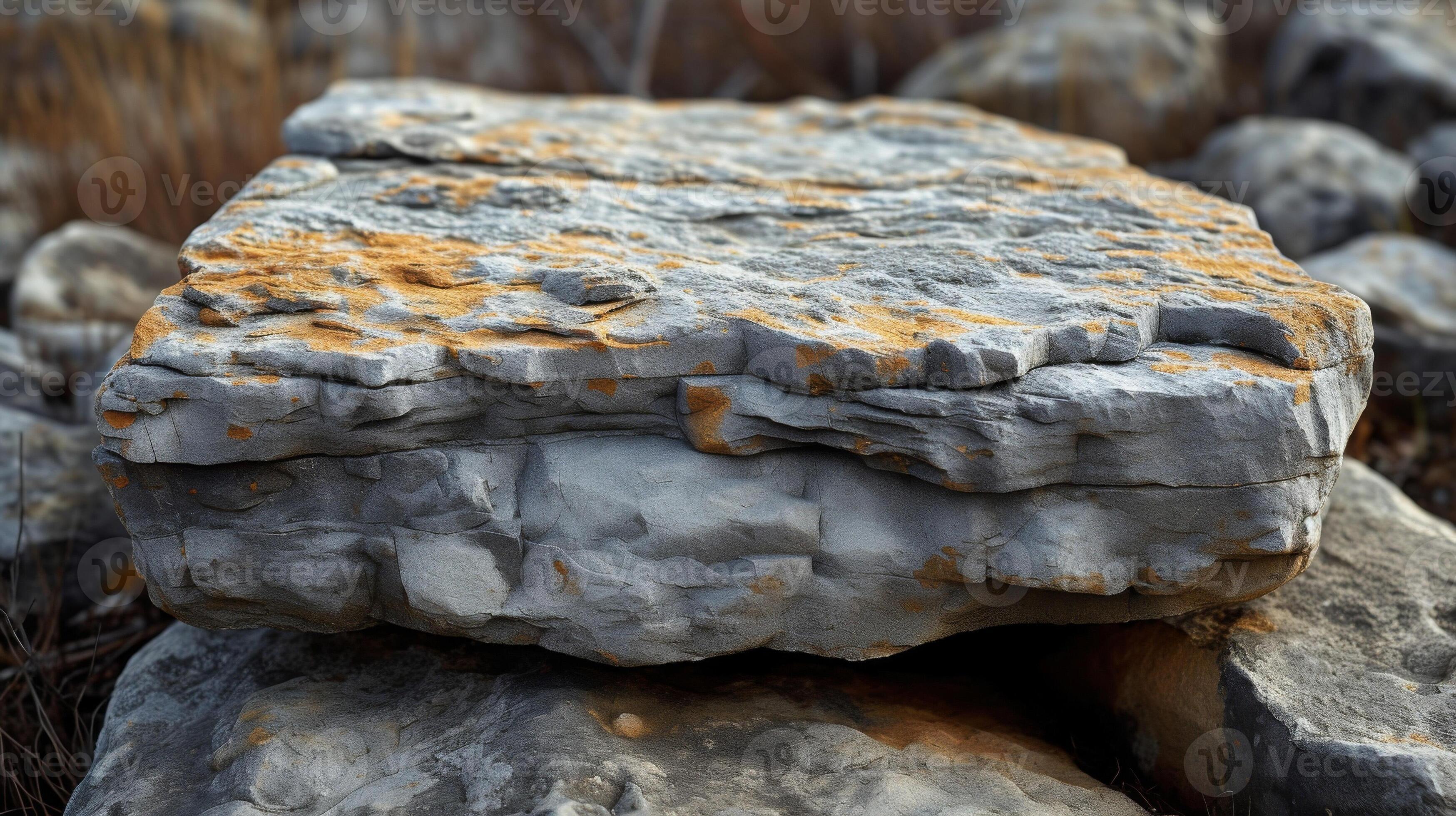 Texture of jagged sharp edges on a once smooth river rock now rough and