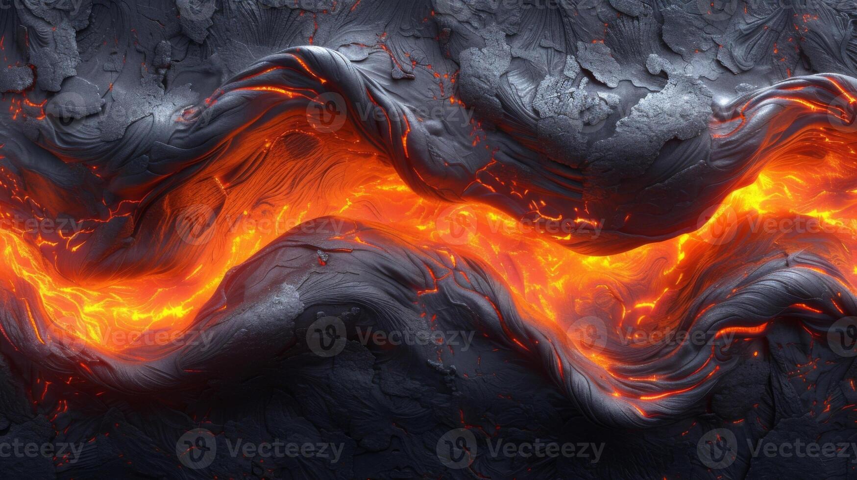 Texture of vibrant lava as it cools capturing the flow and movement of its fiery essence photo