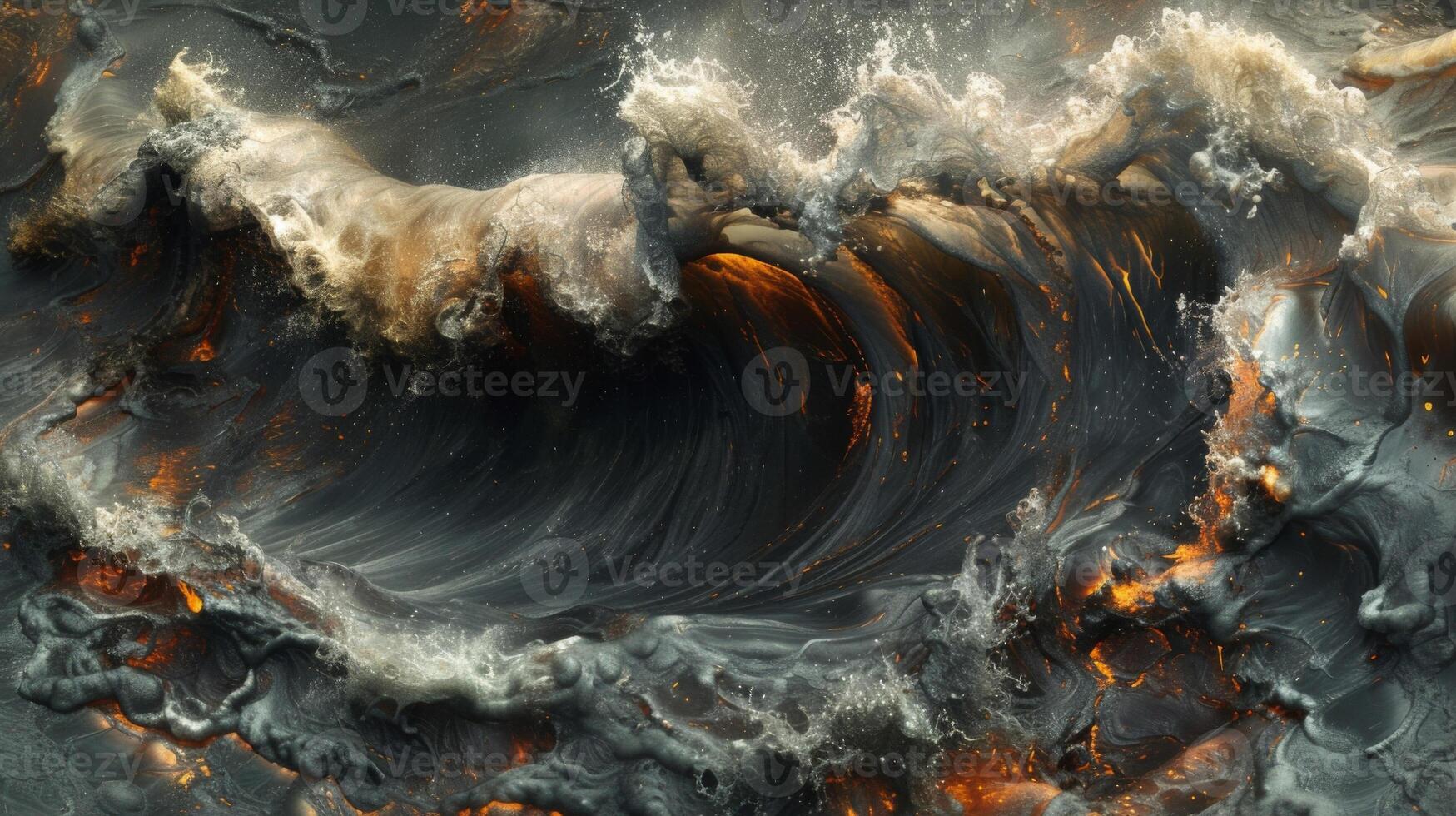 Closeup of the hardened waves and ripples formed in lava as it solidifies capturing the moment of motion frozen in time photo