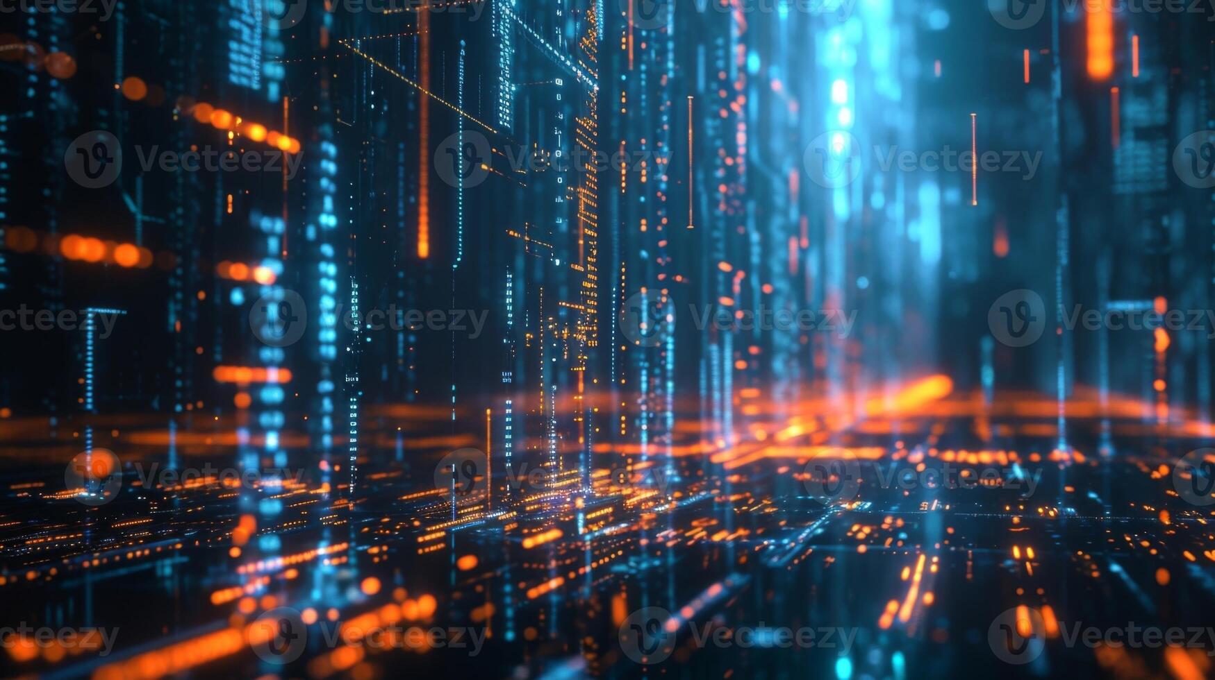 A futuristic hologram displaying a realtime visualization of financial data showcasing the speed and efficiency of connected financial transactions in the modern world photo