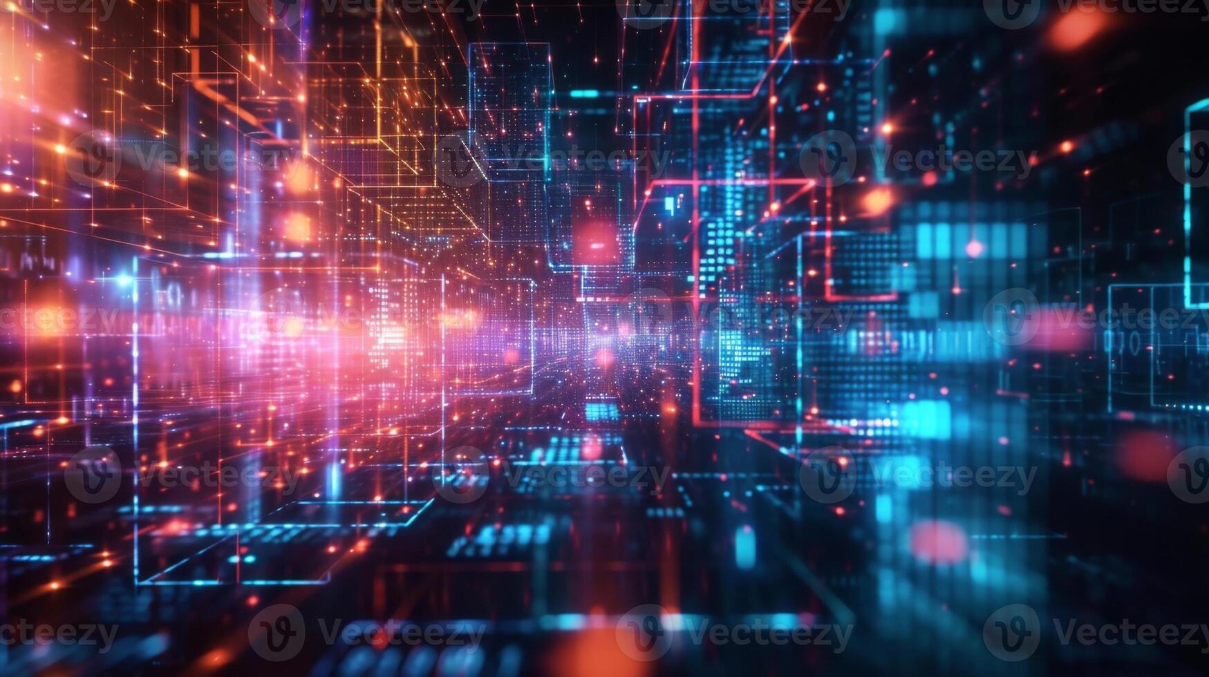 A series of holographic grids depicting the organization and categorization capabilities of digital et management systems photo
