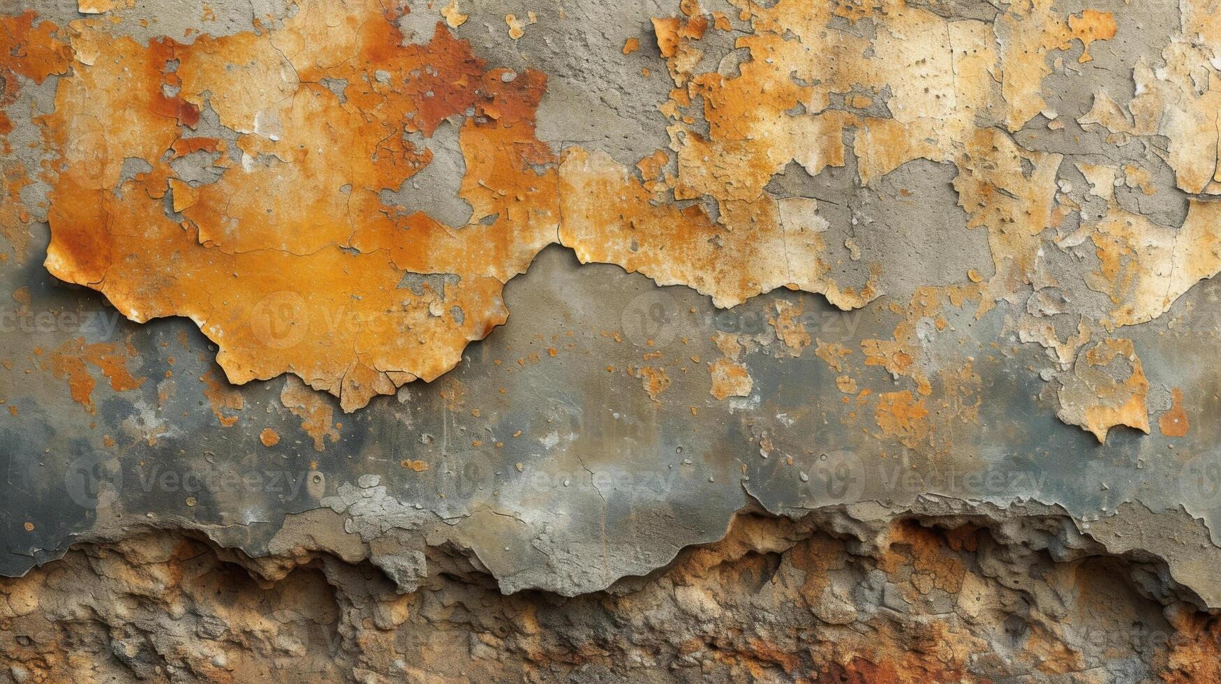 Closeup of rust and patches of faded paint capturing the visual story of the weathered walls long history photo