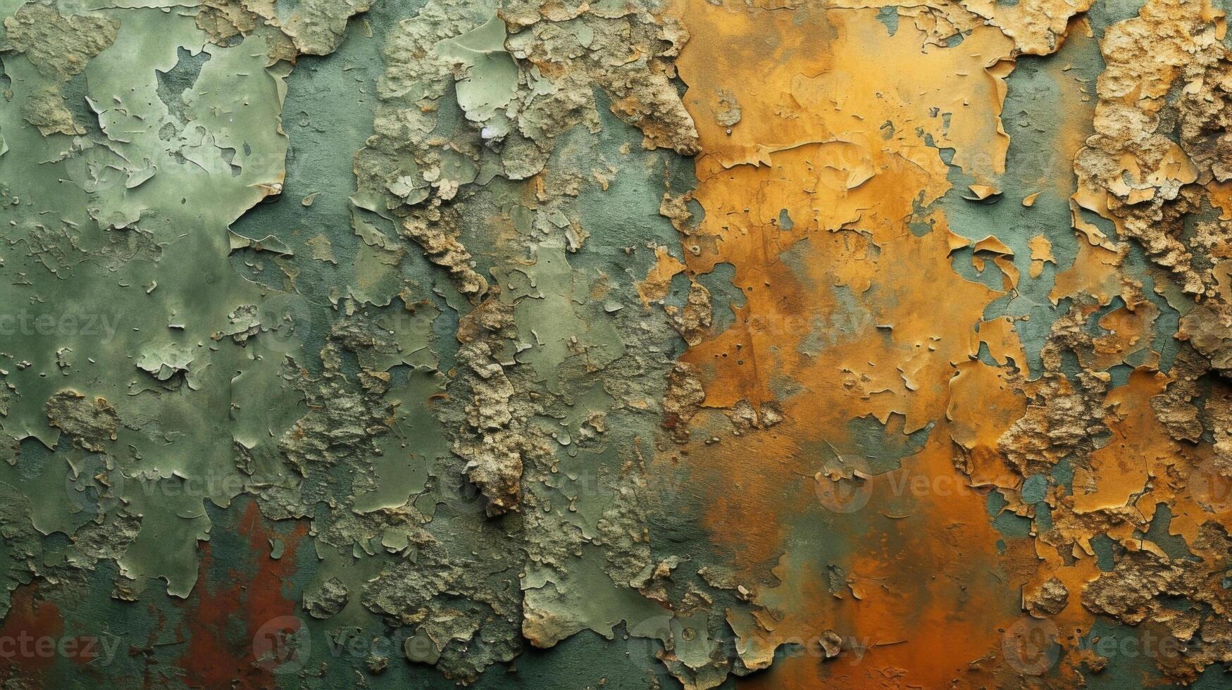 Texture of rough and textured paint displaying a spectrum of mottled browns and greens photo