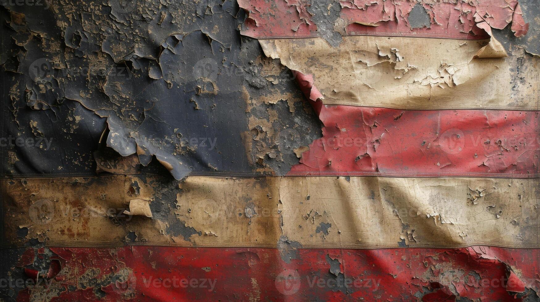 Detailed closeup of the flags tattered edges revealing its weathered texture photo