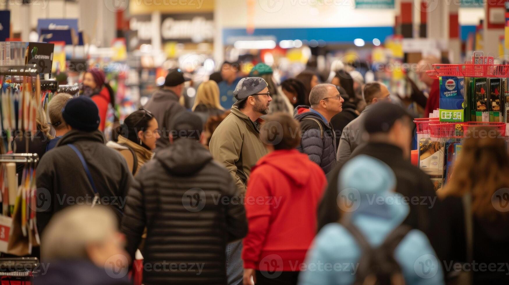 The atmosphere is electric with shoppers buzzing with excitement and determination to snag the biggest savings photo