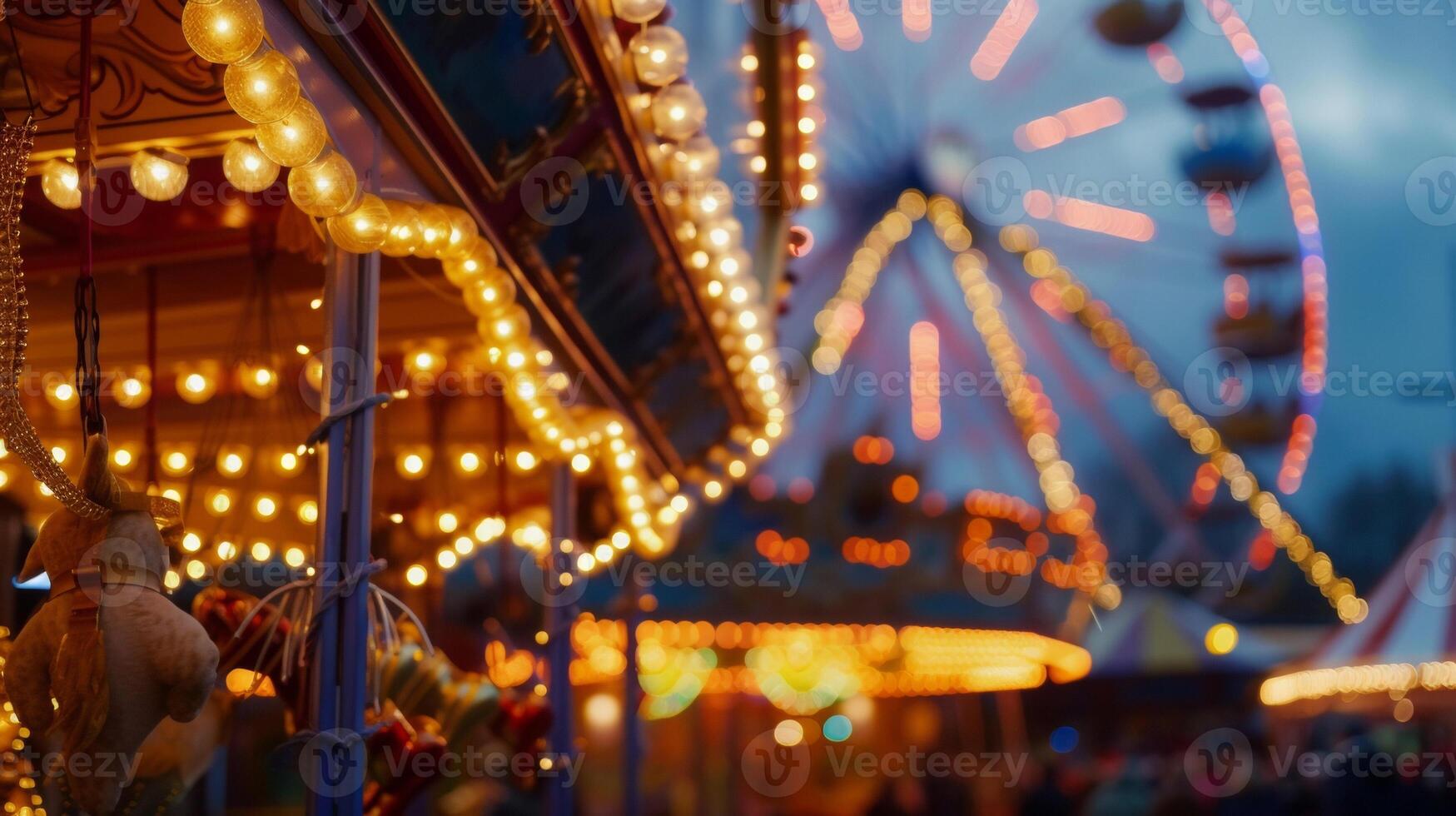 At Oktoberfest the fun doesnt stop during the day. As the sun sets the party picks up and the entire festival transforms into a lively carnival. The lights music and laughte photo