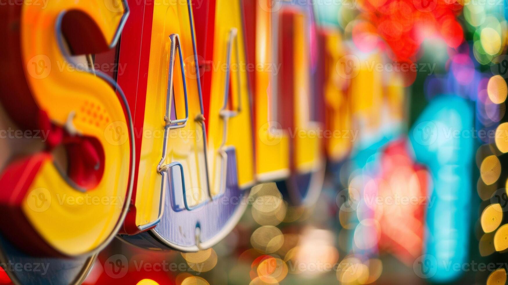 An endless array of colorful sale signs signaling the start of Boxing Day bargains and the end of the holiday season photo
