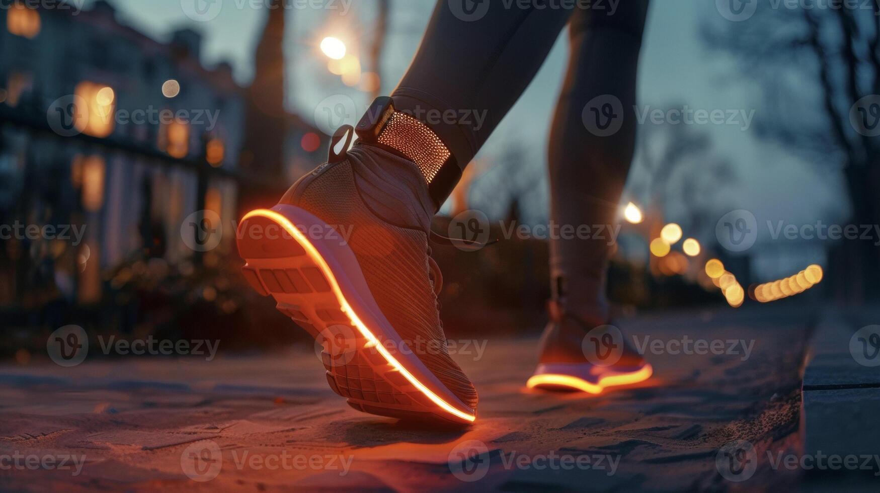 A person wearing a fitness tracker around their ankle receiving realtime feedback from an AIguided running program to improve speed and endurance photo