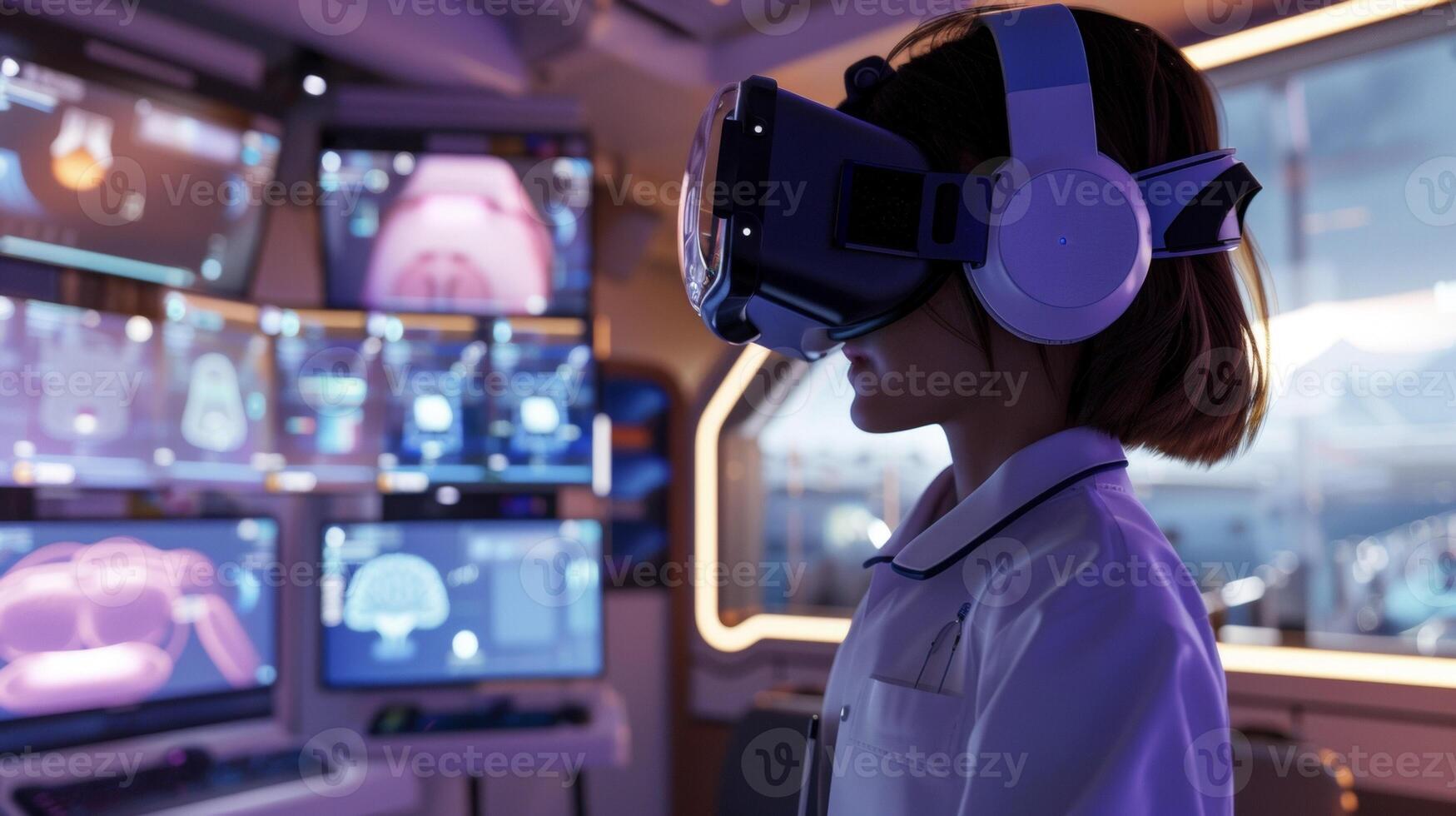 A closeup of a virtual reality training platform where pediatricians and nurses can collaborate in a virtual environment to discuss and plan treatment for a virtual patient photo