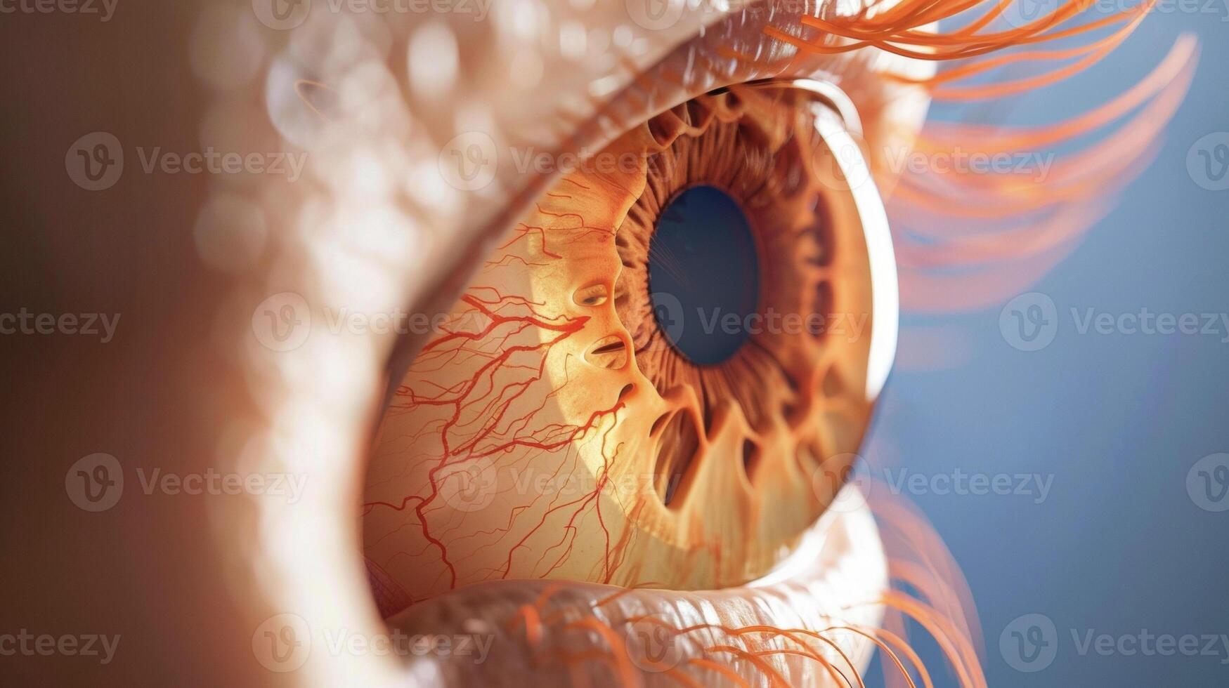 A closeup of a patients eye illustrating how a digital twin can simulate the progression of glaucoma and the effects of different treatments photo