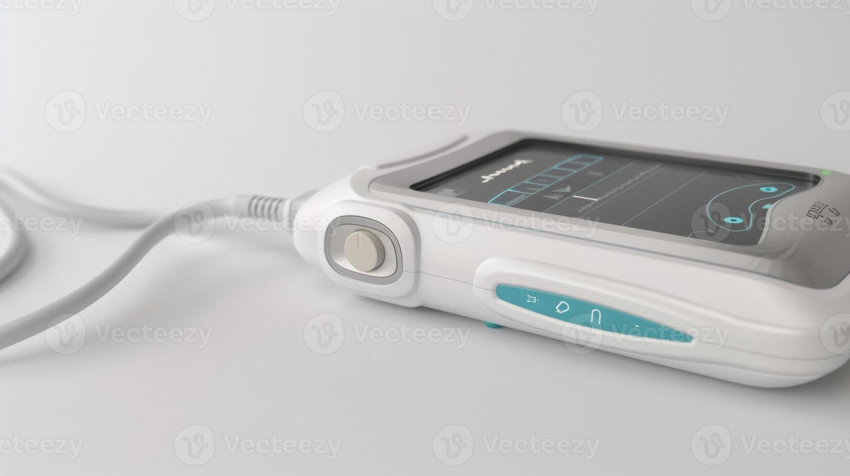 A side view of a mobile ultrasound device highlighting its compact size and portability photo